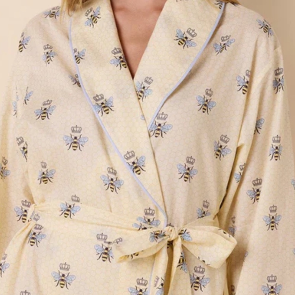 The Cat’s Pajamas Queen Bee Luxe Pima Shawl Collar Robe - Honey